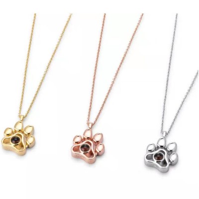 Special Gift Metal Dog Paws Shaped Necklace Pendant