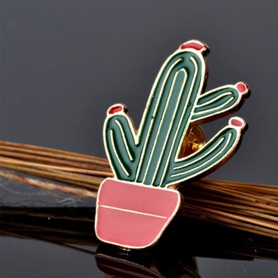 Cartoon Cactus Bonsai Brooch  masonic magnetic enamel lapel pin