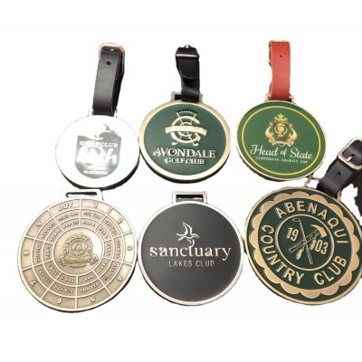 Hot Selling  Custom metal golf bag tags personalized made logo  metal golf bag tags