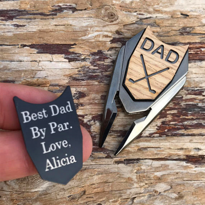 Wholesale Half shield shape Father's Day Gift for Dad Personalized Golf Ball Marker Customized Engraved