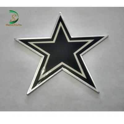 Custom metal five star car badges and metal five star auto emblems of 3M glue